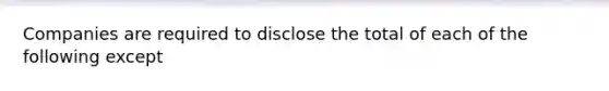 Companies are required to disclose the total of each of the following except