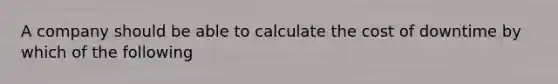 A company should be able to calculate the cost of downtime by which of the following