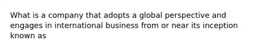 What is a company that adopts a global perspective and engages in international business from or near its inception known as