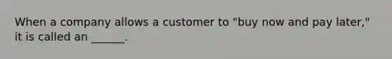 When a company allows a customer to "buy now and pay later," it is called an ______.