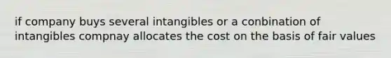 if company buys several intangibles or a conbination of intangibles compnay allocates the cost on the basis of fair values