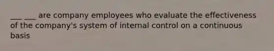 ___ ___ are company employees who evaluate the effectiveness of the company's system of internal control on a continuous basis