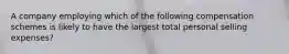 A company employing which of the following compensation schemes is likely to have the largest total personal selling expenses?