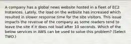 A company has a global news website hosted in a fleet of EC2 Instances. Lately, the load on the website has increased which resulted in slower response time for the site visitors. This issue impacts the revenue of the company as some readers tend to leave the site if it does not load after 10 seconds. Which of the below services in AWS can be used to solve this problem? (Select TWO.)