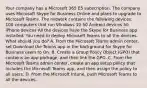 Your company has a Microsoft 365 E5 subscription. The company uses Microsoft Skype for Business Online and plans to upgrade to Microsoft Teams. The network contains the following devices: 100 computers that run Windows 10 50 Android devices 50 iPhone devices All the devices have the Skype for Business app installed. You need to deploy Microsoft Teams to all the devices. What should you do? A. From the Microsoft Teams admin center, set Download the Teams app in the background for Skype for Business users to On. B. Create a Group Policy Object (GPO) that contains an app package, and then link the GPO. C. From the Microsoft Teams admin center, create an app setup policy that includes the Microsoft Teams app, and then assign the policy to all users. D. From the Microsoft Intune, push Microsoft Teams to all the devices.