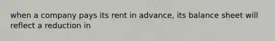 when a company pays its rent in advance, its balance sheet will reflect a reduction in