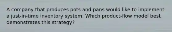 A company that produces pots and pans would like to implement a just-in-time inventory system. Which product-flow model best demonstrates this strategy?