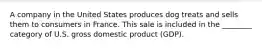 A company in the United States produces dog treats and sells them to consumers in France. This sale is included in the ________ category of U.S. gross domestic product (GDP).