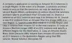 A company's application is running on Amazon EC2 instances in a single Region. In the event of a disaster, a solutions architect needs to ensure that the resources can also be deployed to a second Region.Which combination of actions should the solutions architect take to accomplish this? (Choose two.) A. Detach a volume on an EC2 instance and copy it to Amazon S3. B. Launch a new EC2 instance from an Amazon Machine Image (AMI) in a new Region. C. Launch a new EC2 instance in a new Region and copy a volume from Amazon S3 to the new instance. D. Copy an Amazon Machine Image (AMI) of an EC2 instance and specify a different Region for the destination. E. Copy an Amazon Elastic Block Store (Amazon EBS) volume from Amazon S3 and launch an EC2 instance in the destination Region using that EBS volume. Reveal Solution Discussion 59