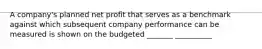 A company's planned net profit that serves as a benchmark against which subsequent company performance can be measured is shown on the budgeted _______ __________