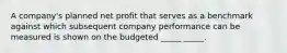 A company's planned net profit that serves as a benchmark against which subsequent company performance can be measured is shown on the budgeted _____ _____.