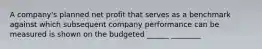 A company's planned net profit that serves as a benchmark against which subsequent company performance can be measured is shown on the budgeted ______ ________