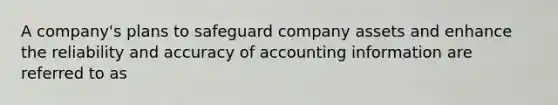 A company's plans to safeguard company assets and enhance the reliability and accuracy of accounting information are referred to as