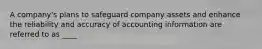 A company's plans to safeguard company assets and enhance the reliability and accuracy of accounting information are referred to as ____