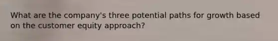 What are the company's three potential paths for growth based on the customer equity approach?