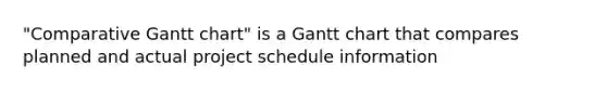 "Comparative Gantt chart" is a Gantt chart that compares planned and actual project schedule information