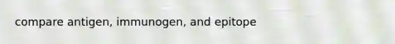 compare antigen, immunogen, and epitope