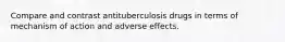 Compare and contrast antituberculosis drugs in terms of mechanism of action and adverse effects.