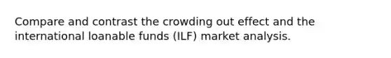 Compare and contrast the crowding out effect and the international loanable funds (ILF) market analysis.