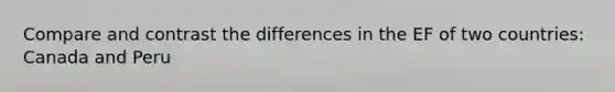 Compare and contrast the differences in the EF of two countries: Canada and Peru