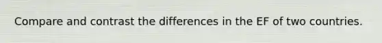 Compare and contrast the differences in the EF of two countries.