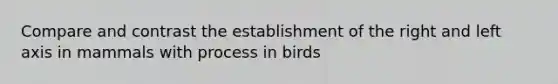 Compare and contrast the establishment of the right and left axis in mammals with process in birds