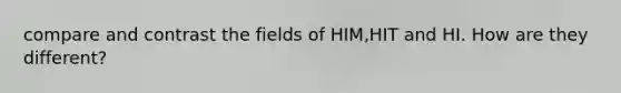 compare and contrast the fields of HIM,HIT and HI. How are they different?