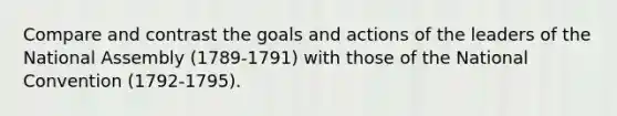 Compare and contrast the goals and actions of the leaders of the National Assembly (1789-1791) with those of the National Convention (1792-1795).