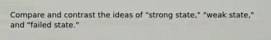 Compare and contrast the ideas of "strong state," "weak state," and "failed state."