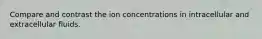 Compare and contrast the ion concentrations in intracellular and extracellular fluids.