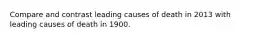 Compare and contrast leading causes of death in 2013 with leading causes of death in 1900.