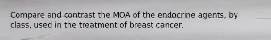 Compare and contrast the MOA of the endocrine agents, by class, used in the treatment of breast cancer.