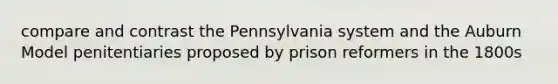 compare and contrast the Pennsylvania system and the Auburn Model penitentiaries proposed by prison reformers in the 1800s