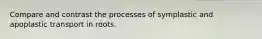 Compare and contrast the processes of symplastic and apoplastic transport in roots.