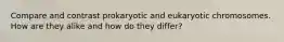 Compare and contrast prokaryotic and eukaryotic chromosomes. How are they alike and how do they differ?