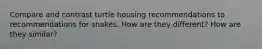 Compare and contrast turtle housing recommendations to recommendations for snakes. How are they different? How are they similar?