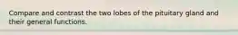 Compare and contrast the two lobes of the pituitary gland and their general functions.