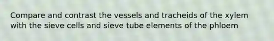 Compare and contrast the vessels and tracheids of the xylem with the sieve cells and sieve tube elements of the phloem