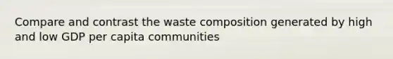 Compare and contrast the waste composition generated by high and low GDP per capita communities