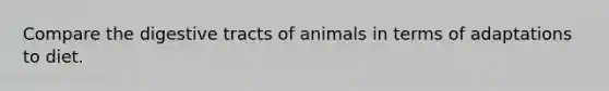 Compare the digestive tracts of animals in terms of adaptations to diet.