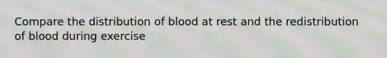 Compare the distribution of blood at rest and the redistribution of blood during exercise