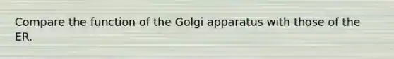 Compare the function of the Golgi apparatus with those of the ER.