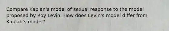 Compare Kaplan's model of sexual response to the model proposed by Roy Levin. How does Levin's model differ from Kaplan's model?