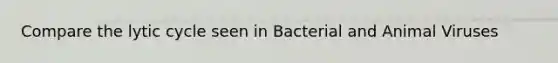 Compare the lytic cycle seen in Bacterial and Animal Viruses