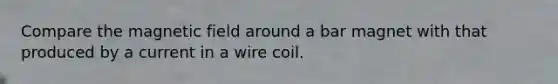 Compare the magnetic field around a bar magnet with that produced by a current in a wire coil.