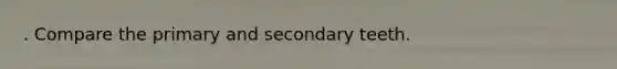 . Compare the primary and secondary teeth.