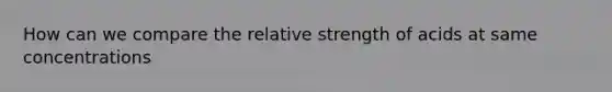 How can we compare the relative strength of acids at same concentrations