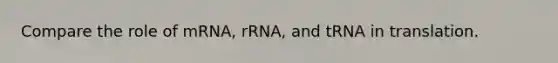 Compare the role of mRNA, rRNA, and tRNA in translation.