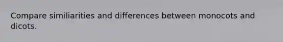 Compare similiarities and differences between monocots and dicots.