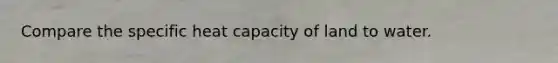 Compare the specific heat capacity of land to water.